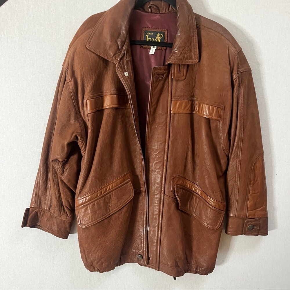 Vintage Jez Montreal Brown Leather Jacket Sz XL